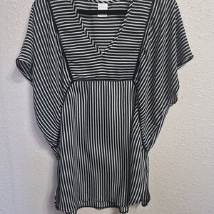 Xhilaration Black and White Striped Swim Coverup